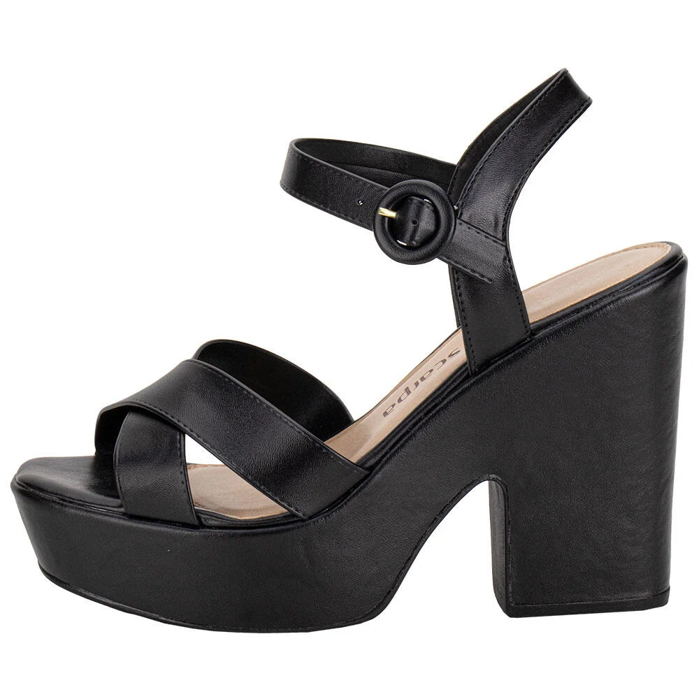SANDÁLIA FEMININA MEIA PATA VIA SCARPA 131012723 Preto 2