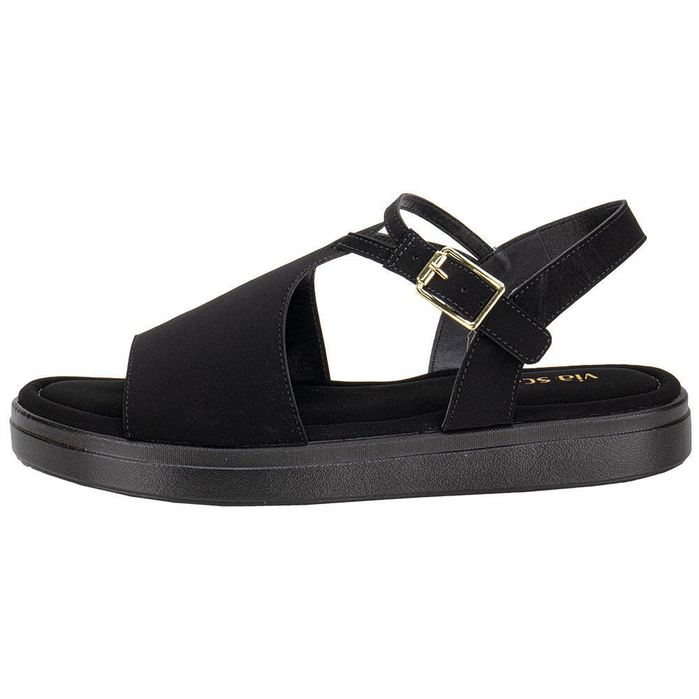 SANDÁLIA FEMININA FLAT VIA SCARPA 173718710 Preto 2