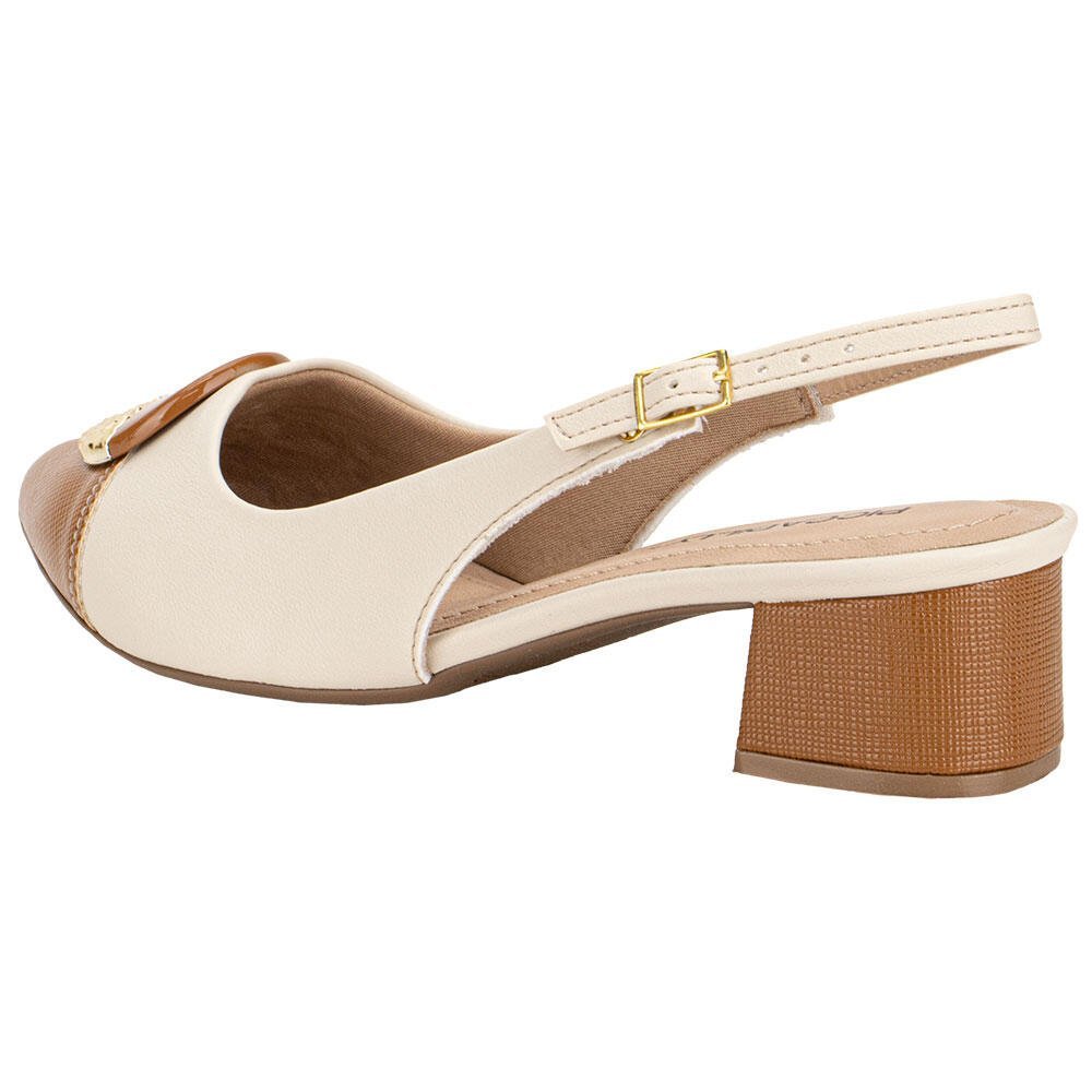 SAPATO FEMININO SALTO GROSSO PICCADILLY 739091 Bege/Caramelo 2