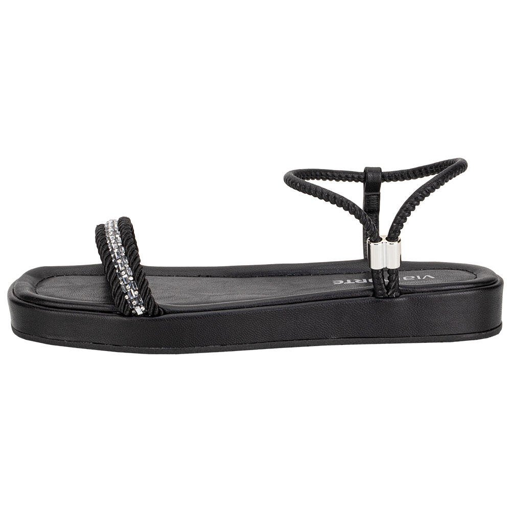 SANDÁLIA FEMININA FLAT VIA MARTE 109027 Preto 2