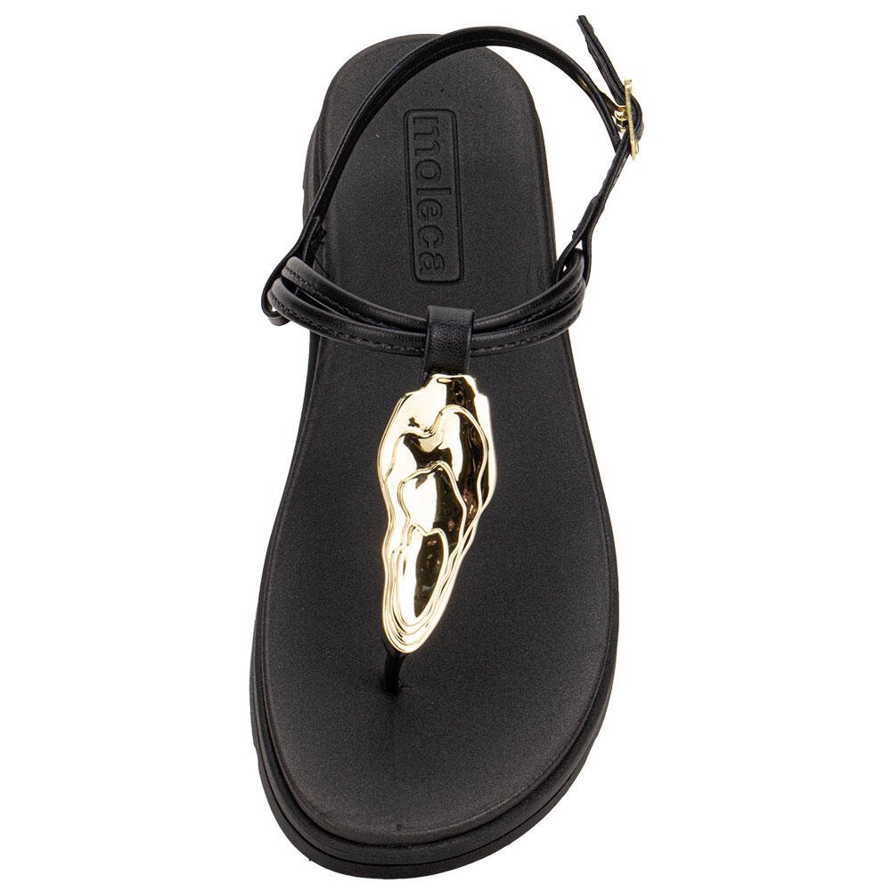 SANDÁLIA FEMININA FLAT MOLECA 5490122 Preto 5