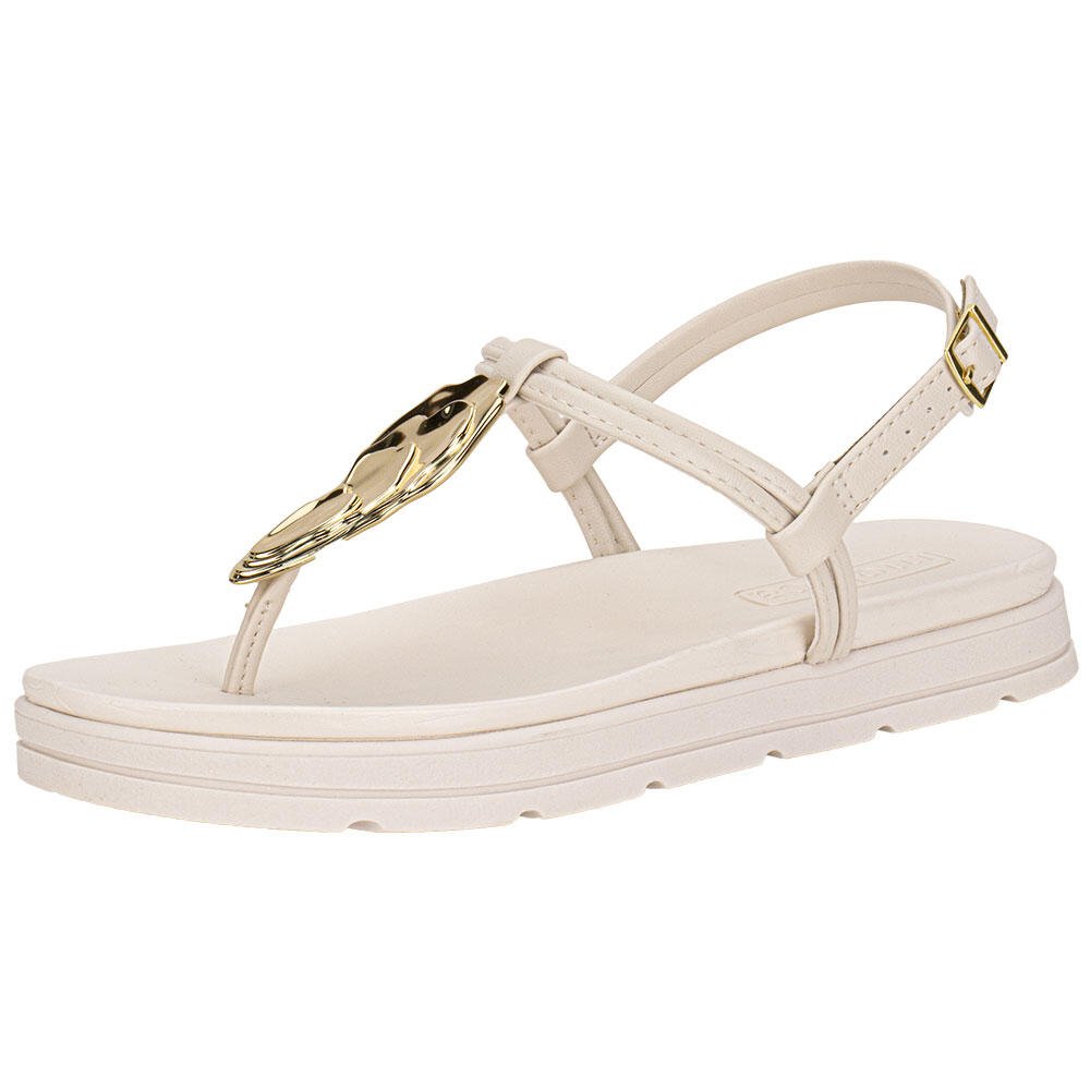 SANDÁLIA FEMININA FLAT MOLECA 5490122 Branco/Off 1