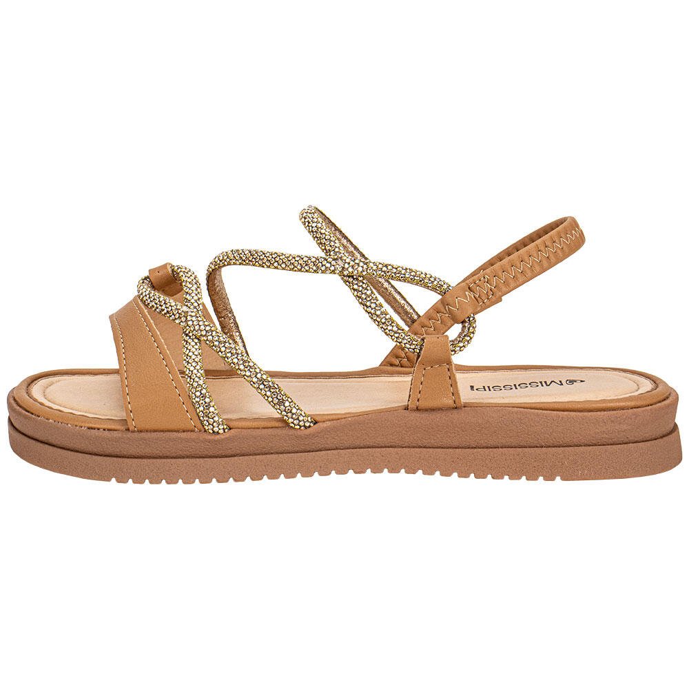 SANDÁLIA FEMININA FLAT MISSISSIPI MF031 Camel 2
