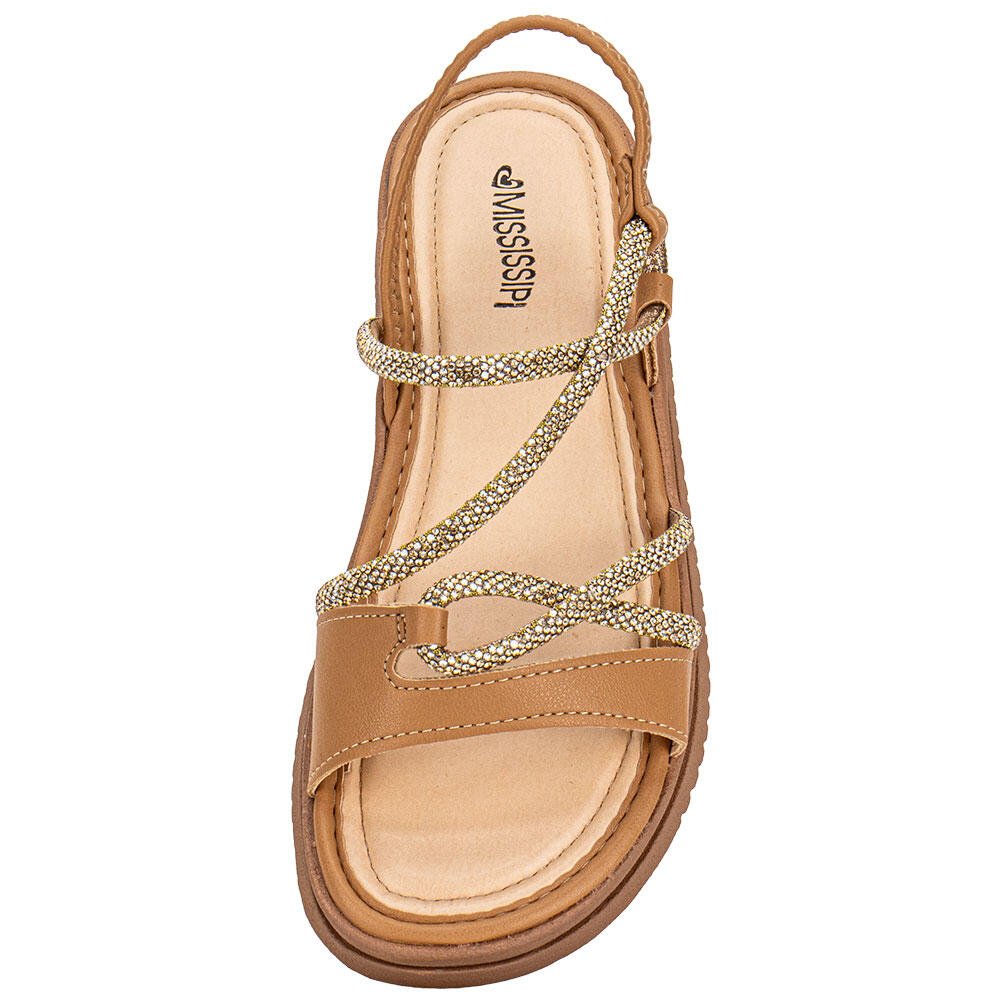 SANDÁLIA FEMININA FLAT MISSISSIPI MF031 Camel 4