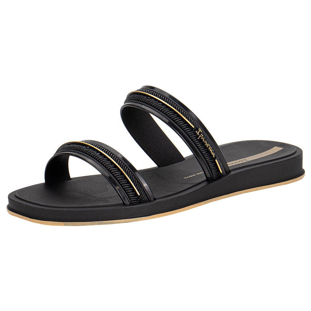 CHINELO FEMININO SLIDE GLOW IPANEMA 27400 Preto/Dourado 2
