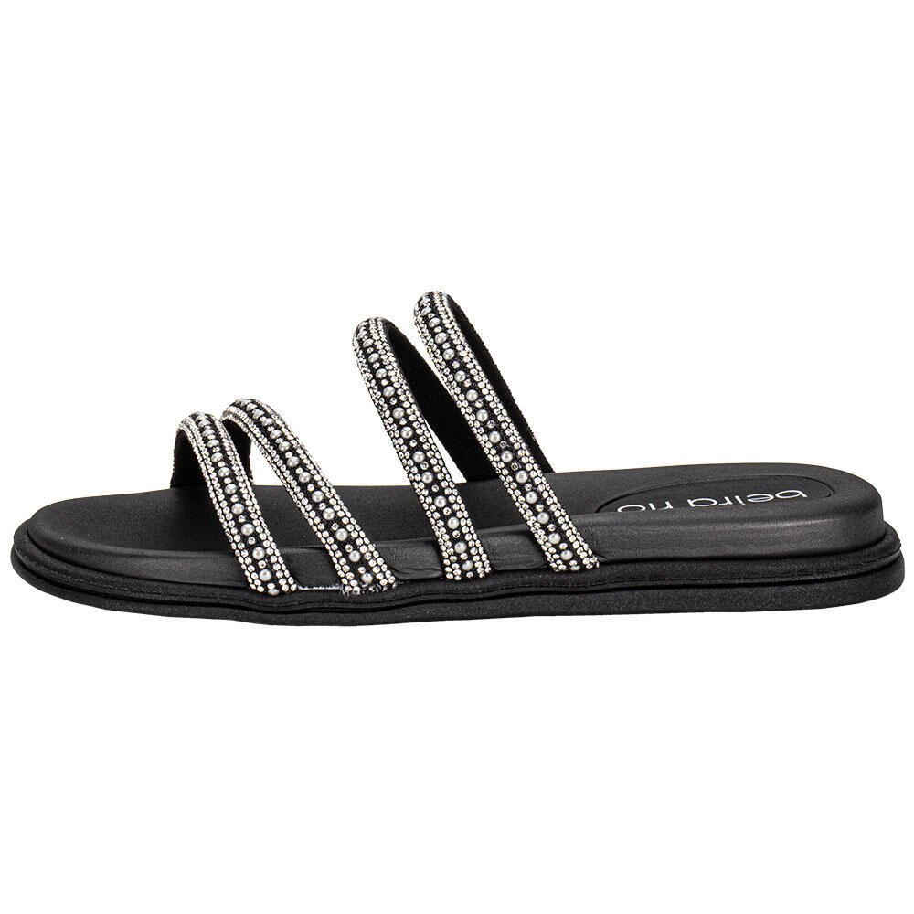 TAMANCO FEMININO FLAT BEIRA RIO 8488125 Preto/Prata 2