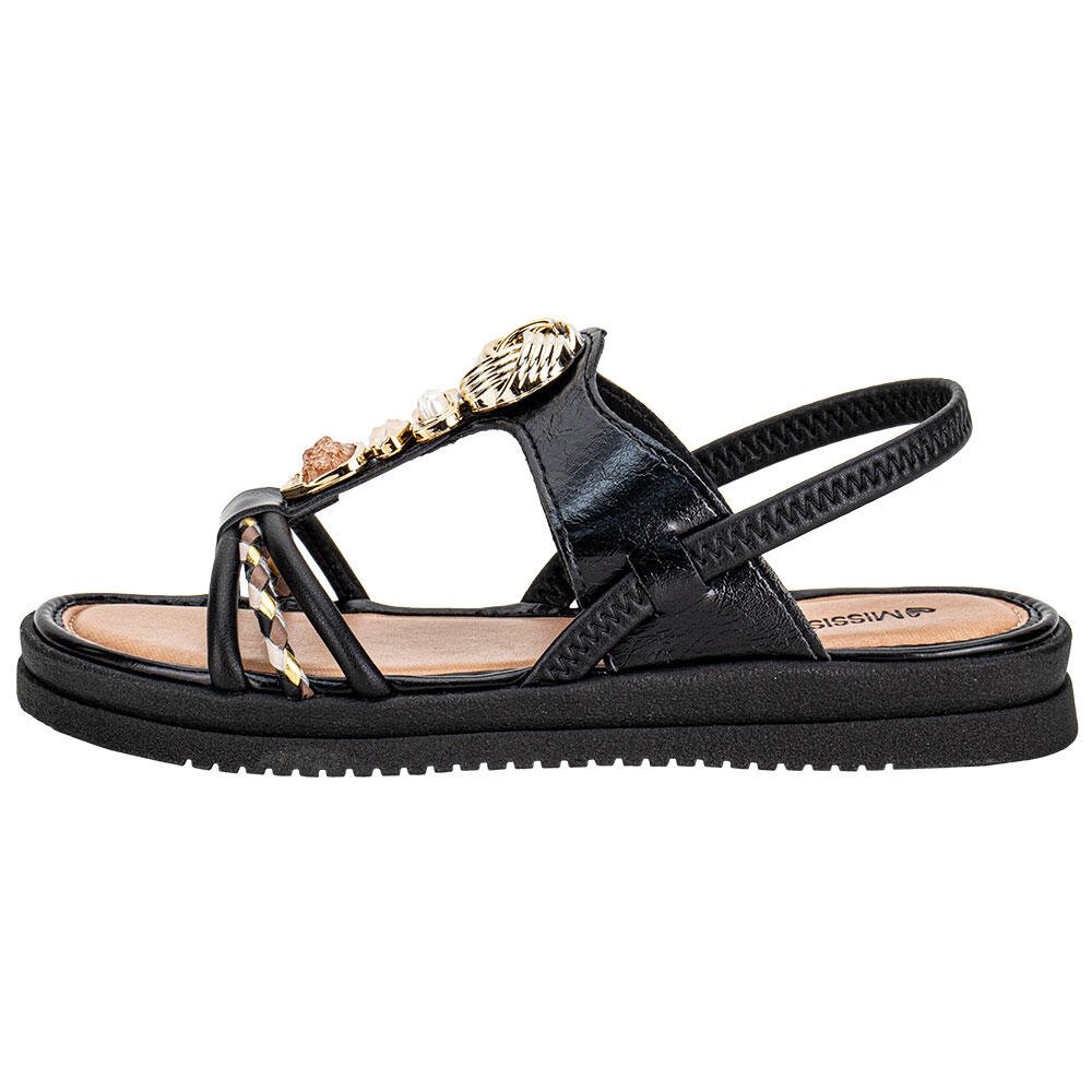 SANDÁLIA FEMININA FLAT MISSISSIPI J0221 Preto 2