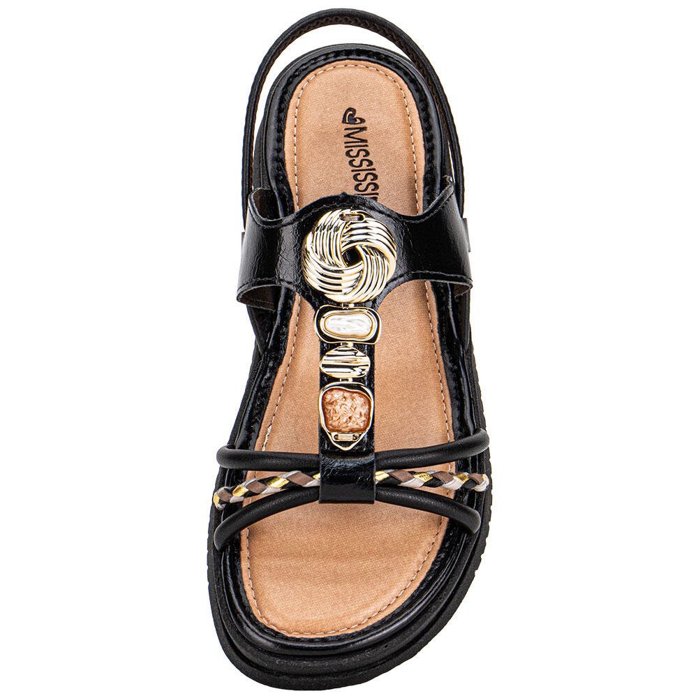 SANDÁLIA FEMININA FLAT MISSISSIPI J0221 Preto 4