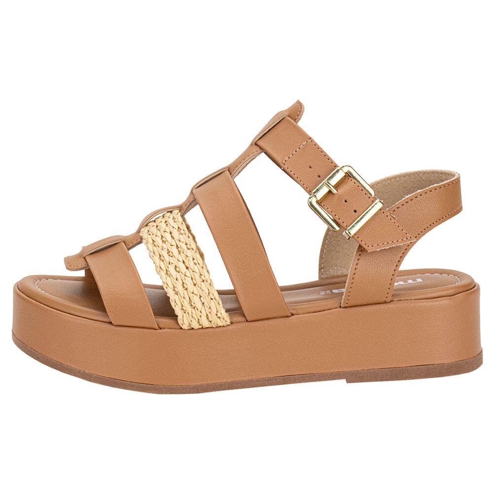 SANDÁLIA FEMININA FLAT MOLECA 5553102 Camel 2