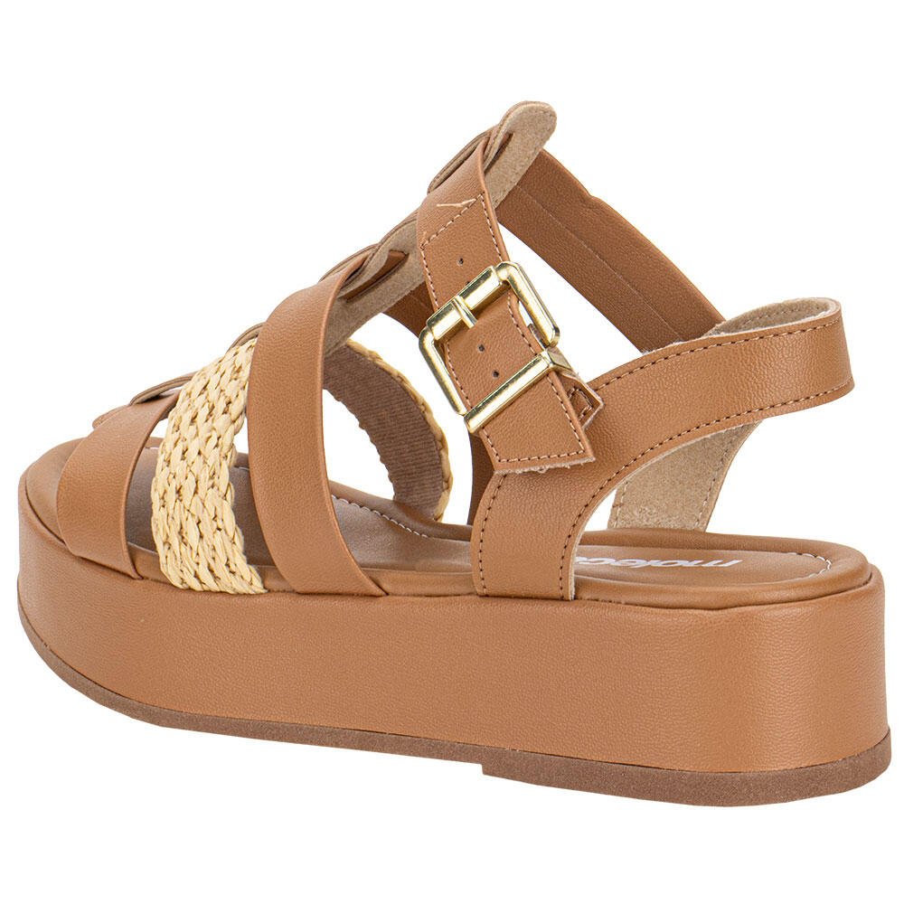 SANDÁLIA FEMININA FLAT MOLECA 5553102 Camel 3