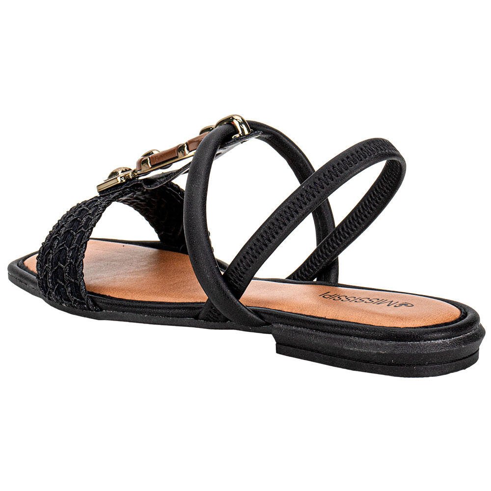 SANDÁLIA FEMININA FLAT MISSISSIPI MF302 Preto 2