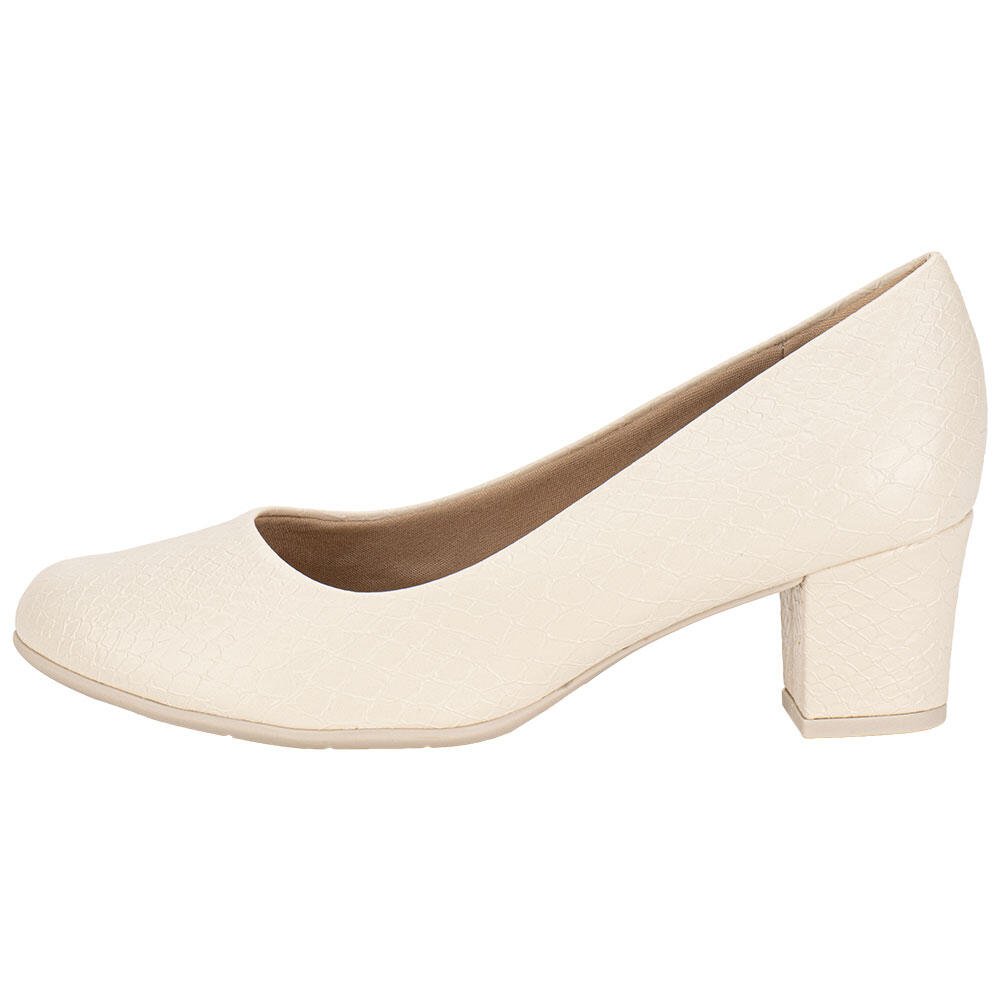 SAPATO FEMININO SALTO GROSSO PICCADILLY 110072 Marfim 2