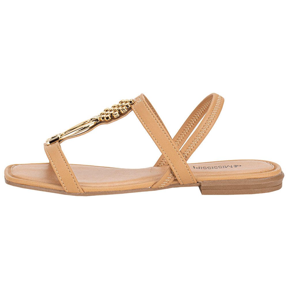 SANDÁLIA FEMININA FLAT MISSISSIPI MF311 Camel 2