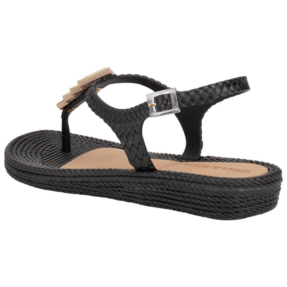 SANDÁLIA FEMININA FLAT TERRA & ÁGUA 211405 Preto 2