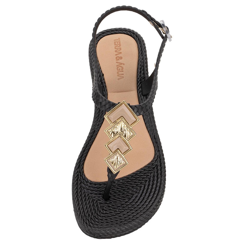SANDÁLIA FEMININA FLAT TERRA & ÁGUA 211405 Preto 4
