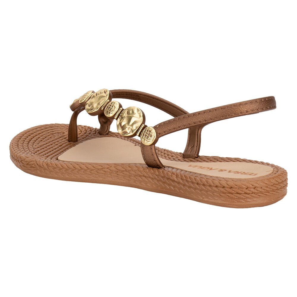 SANDÁLIA FEMININA FLAT TERRA & ÁGUA 260113 Caramelo 3