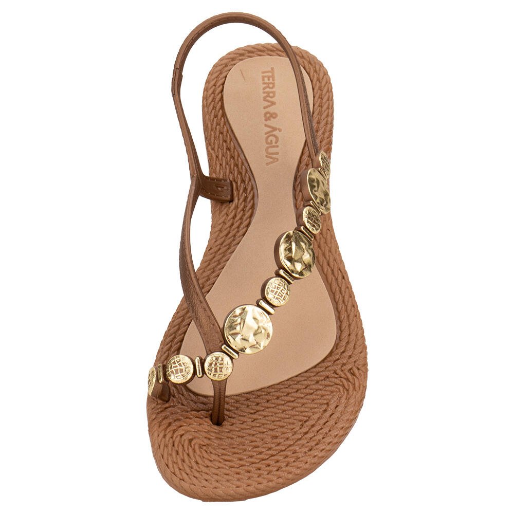 SANDÁLIA FEMININA FLAT TERRA & ÁGUA 260113 Caramelo 5