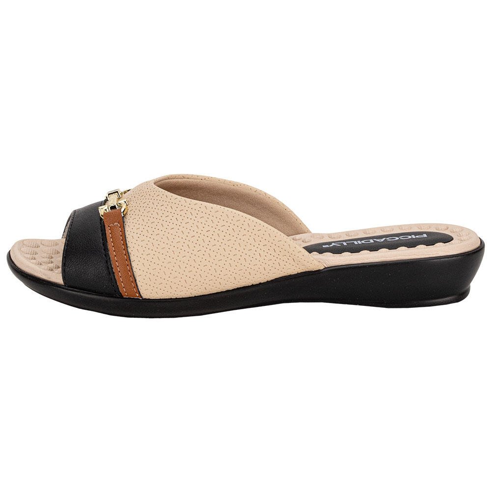 TAMANCO FEMININO ANABELA PICCADILLY 500404 Preto/Bege 2