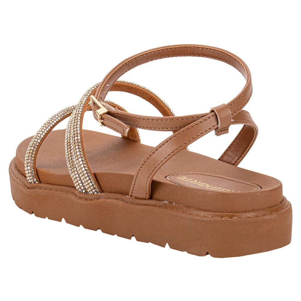 SANDÁLIA FEMININA FLAT VIA MARTE 176006 Caramelo 3