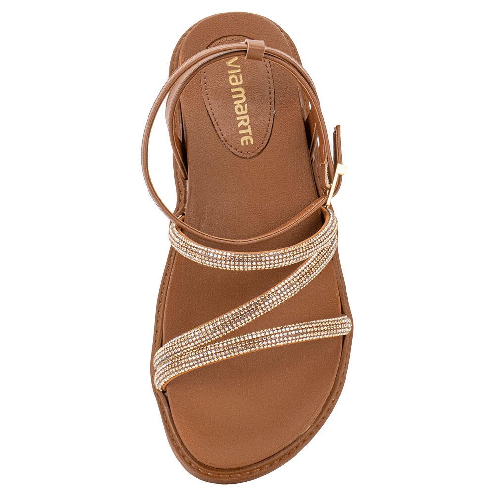 SANDÁLIA FEMININA FLAT VIA MARTE 176006 Caramelo 5
