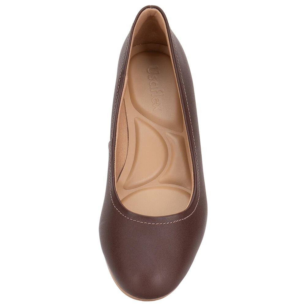 SAPATO FEMININO SALTO GROSSO USAFLEX UF04003 Café 5
