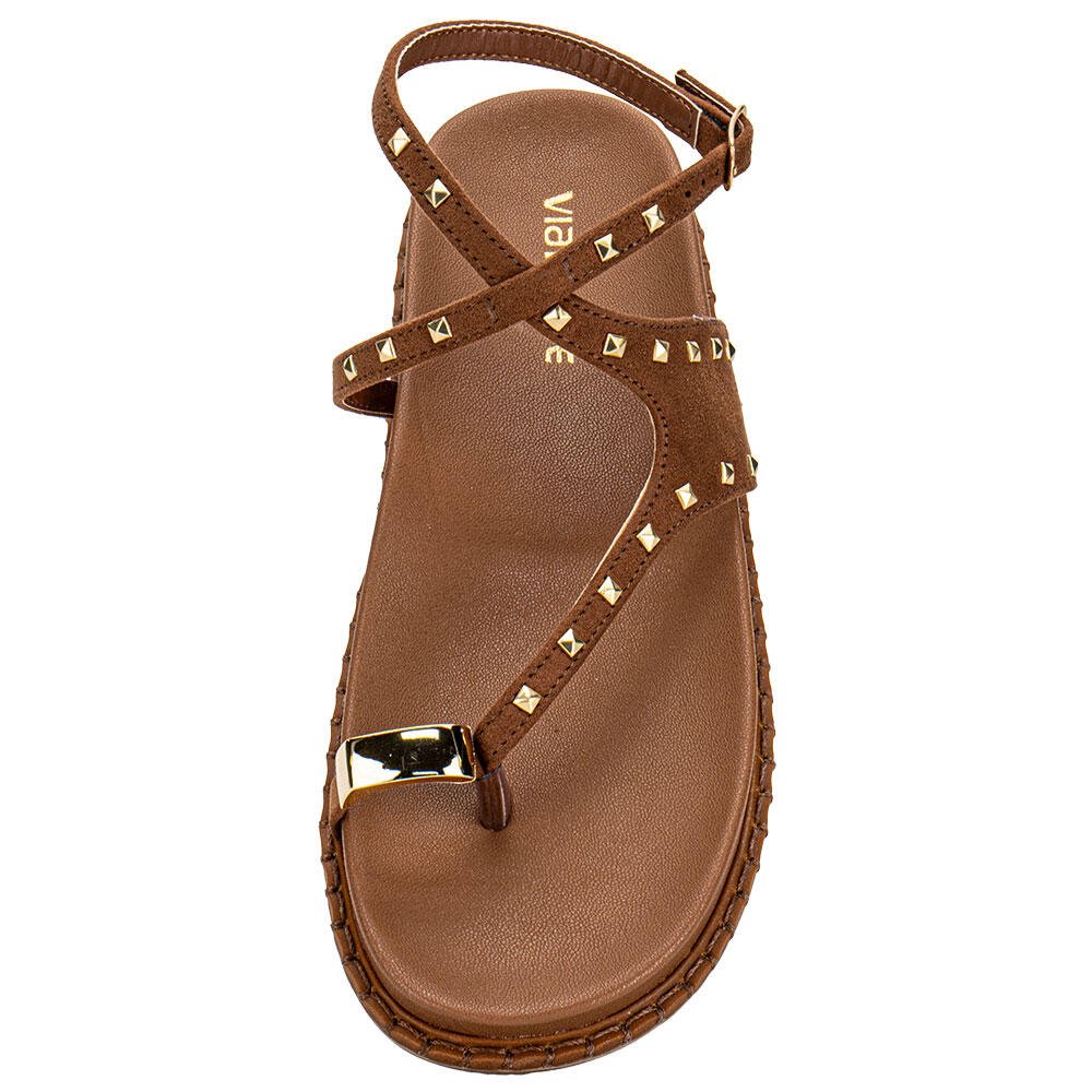 SANDÁLIA FEMININA FLAT VIA MARTE 315003 Caramelo 5