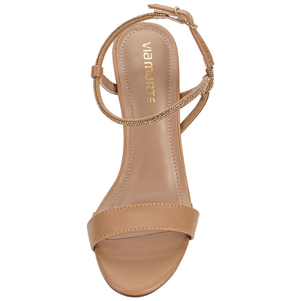 SANDÁLIA FEMININA SALTO GROSSO VIA MARTE 142034 Bege 5