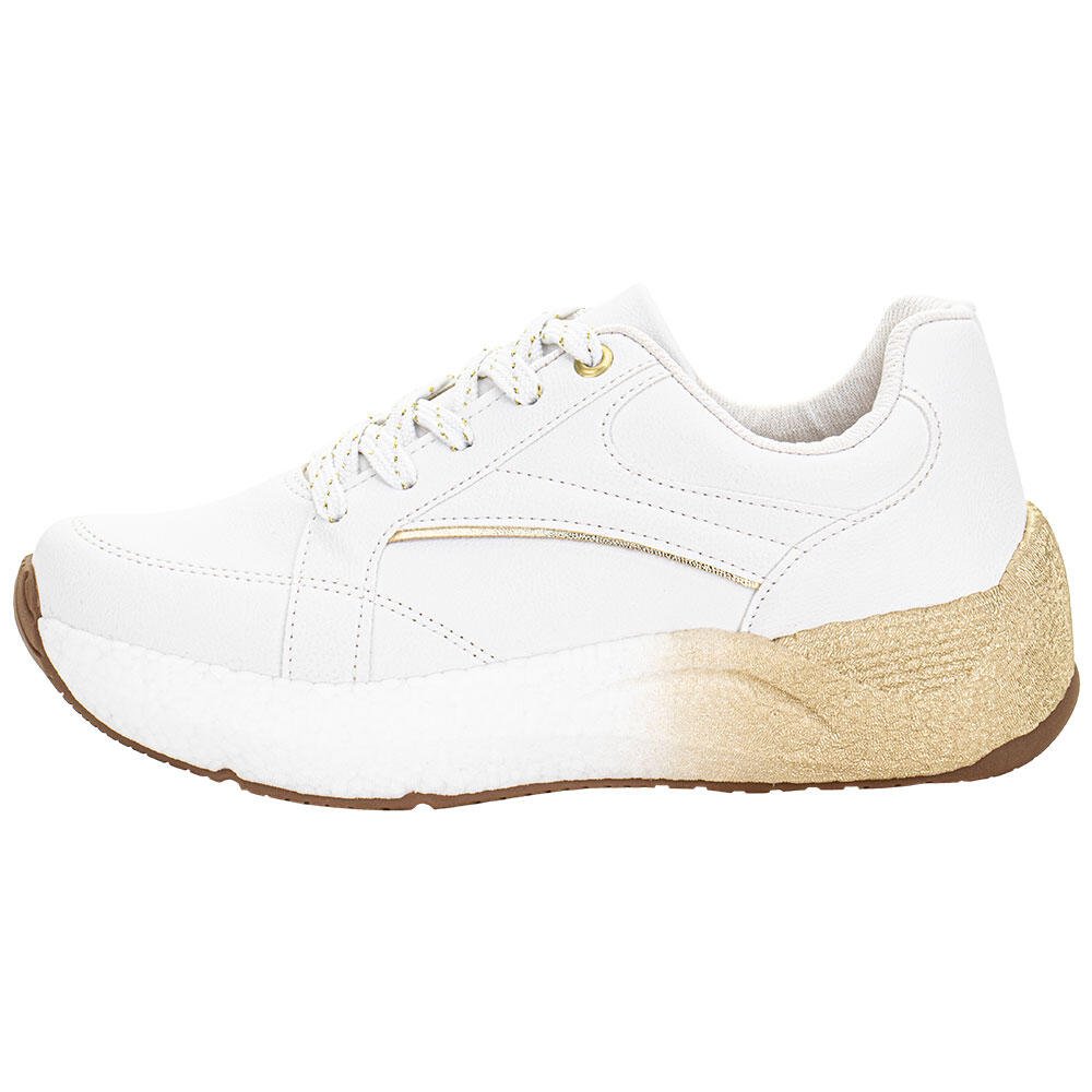 TÊNIS FEMININO CASUAL MODARE 4327204 Branco/Dourado 2