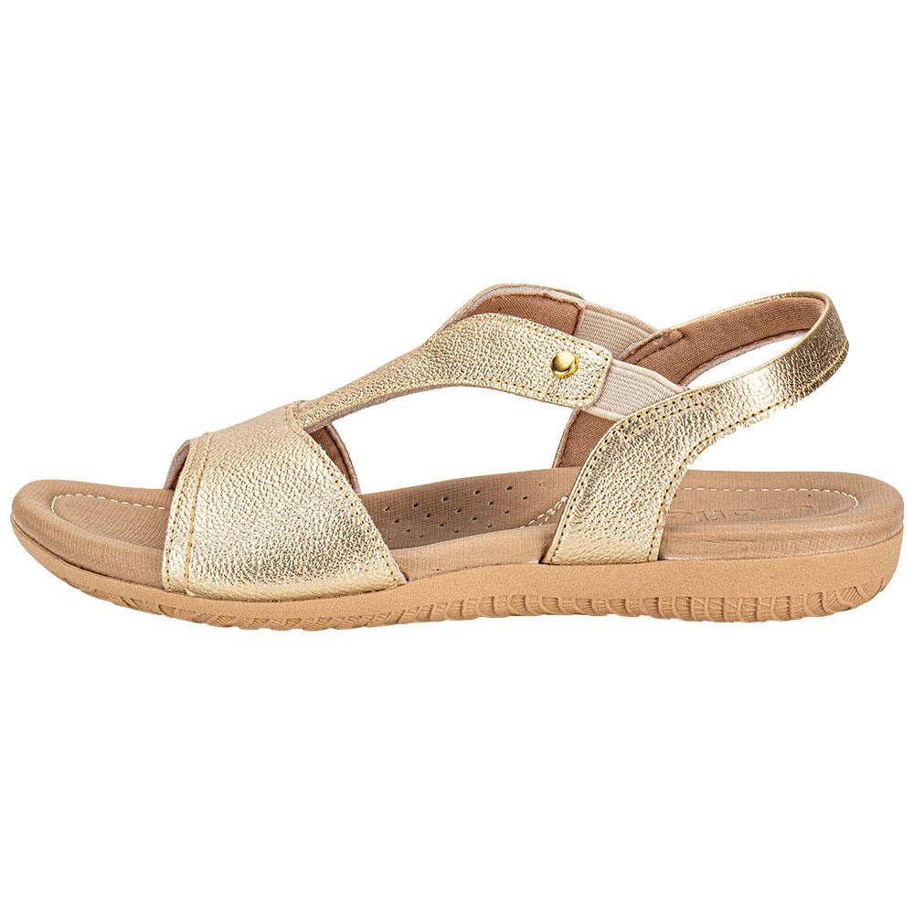 SANDÁLIA FEMININA FLAT USAFLEX R18083 Ouro 2