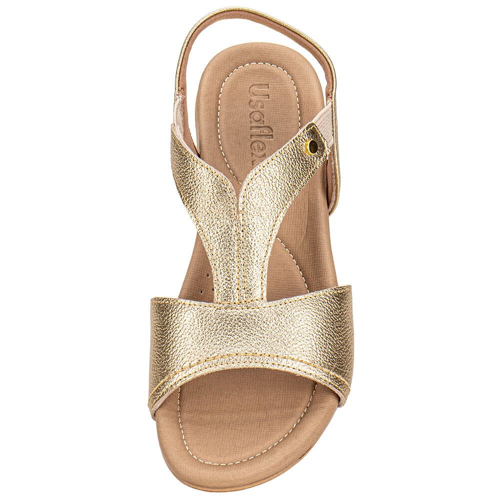 SANDÁLIA FEMININA FLAT USAFLEX R18083 Ouro 5