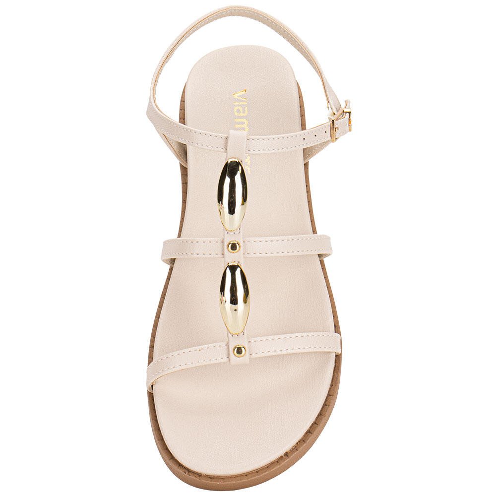 SANDÁLIA FEMININA FLAT VIA MARTE 107031 Bege 5