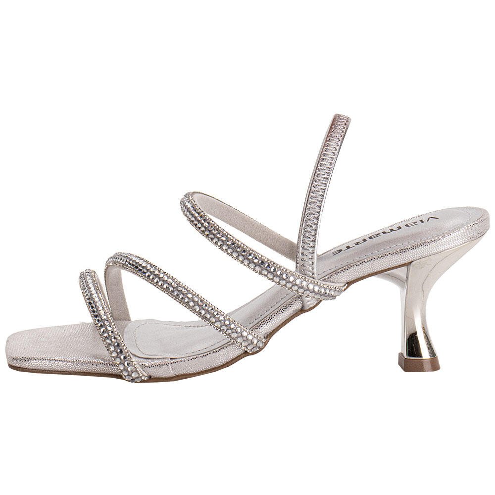 SANDÁLIA FEMININA SALTO TAÇA VIA MARTE 177045 Prata 2