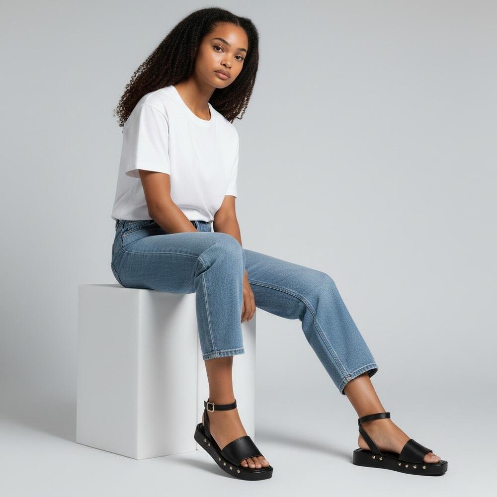 SANDÁLIA FEMININA FLAT DAKOTA DB052 Preto 2