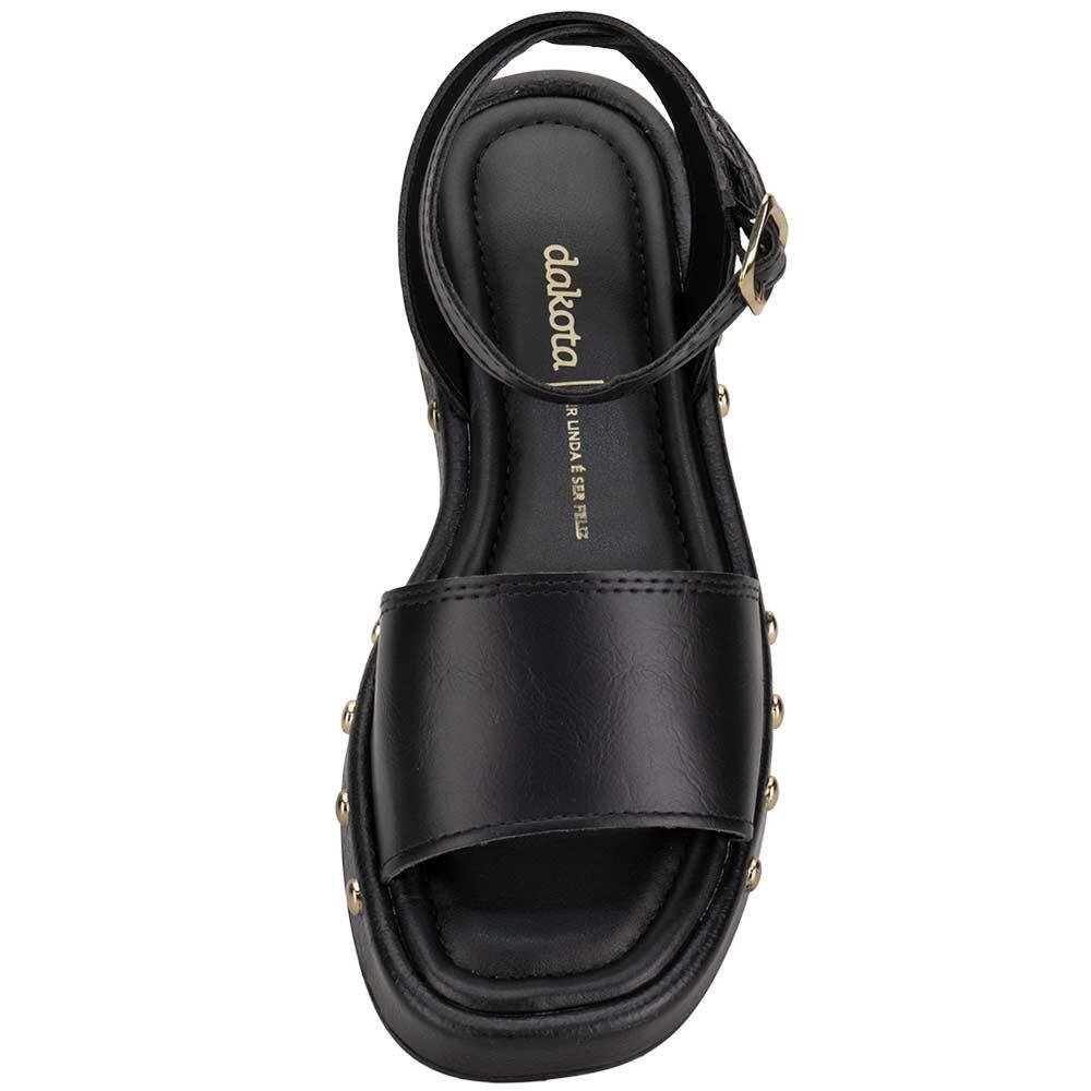 SANDÁLIA FEMININA FLAT DAKOTA DB052 Preto 4