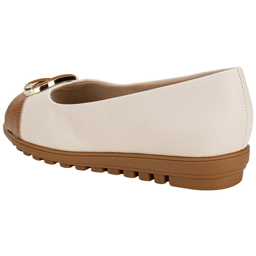PEEP TOE FEMININO ANABELA PICCADILLY 112007 Marfim/Marrom 3
