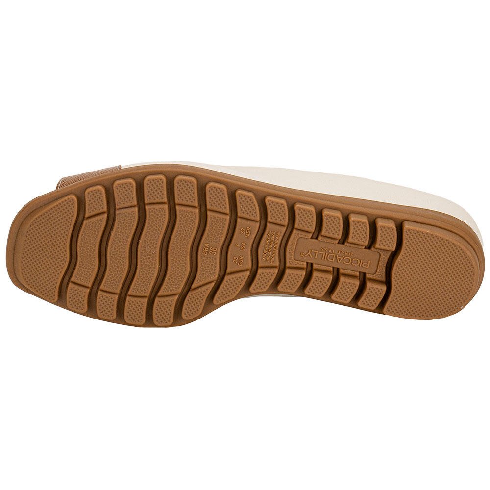 PEEP TOE FEMININO ANABELA PICCADILLY 112007 Marfim/Marrom 4