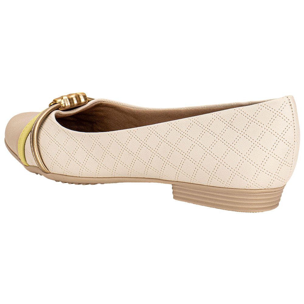 SAPATILHA FEMININA FLAT PICCADILLY 250267 Marfim 2