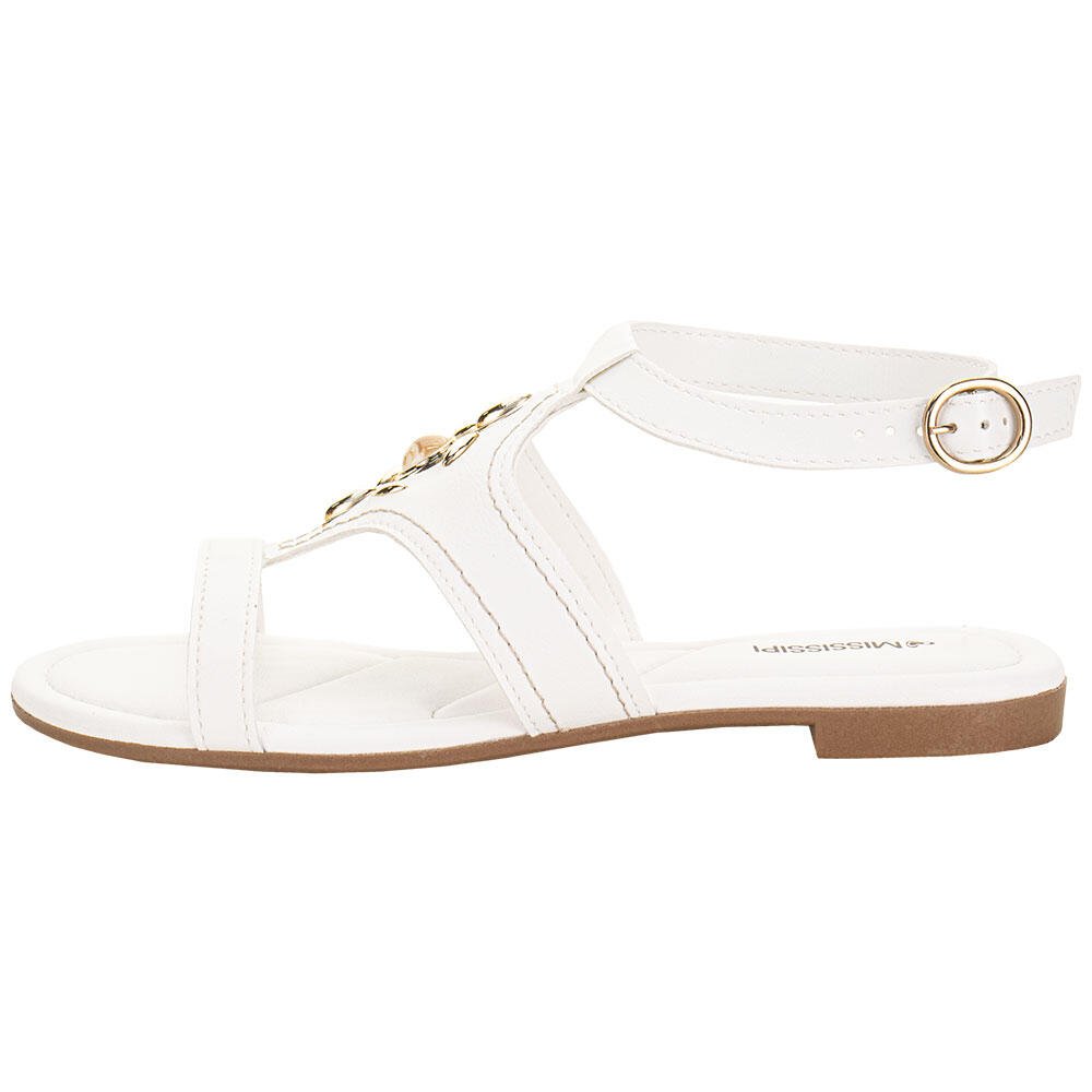 SANDÁLIA FEMININA FLAT MISSISSIPI J0371 Branco 2