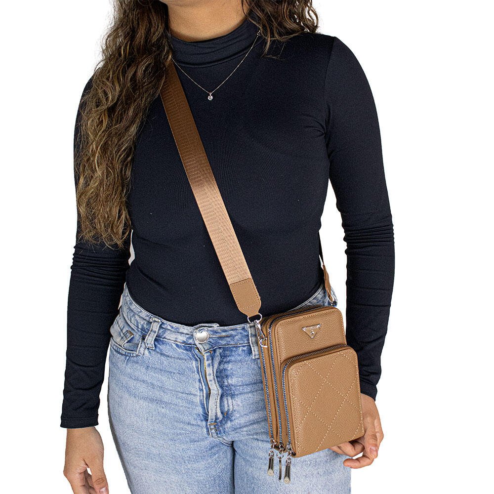 BOLSA FEMININA TRANSVERSAL H.E FR40 Marrom 2