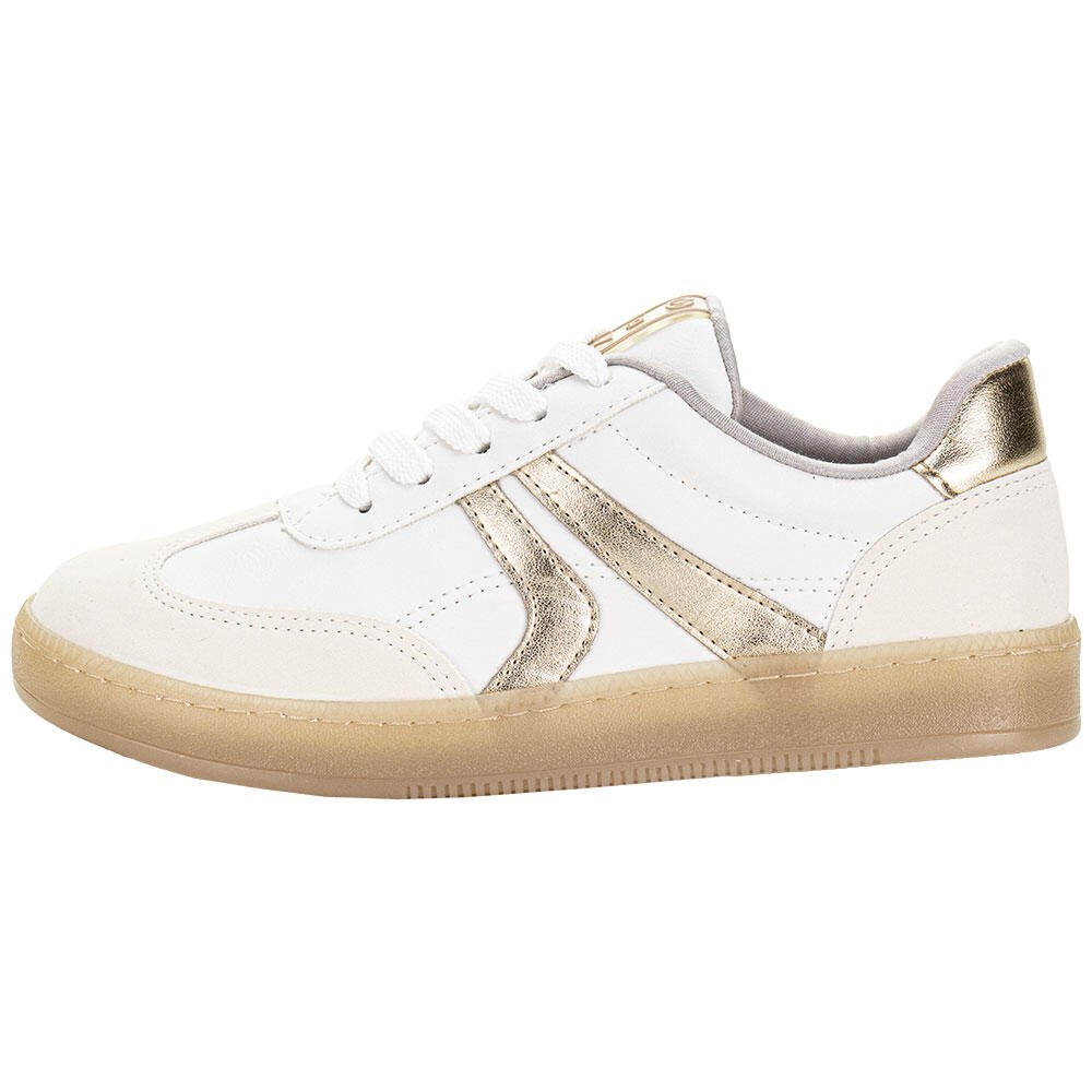 TÊNIS FEMININO CASUAL VIA MARTE 213012 Branco/Dourado 2