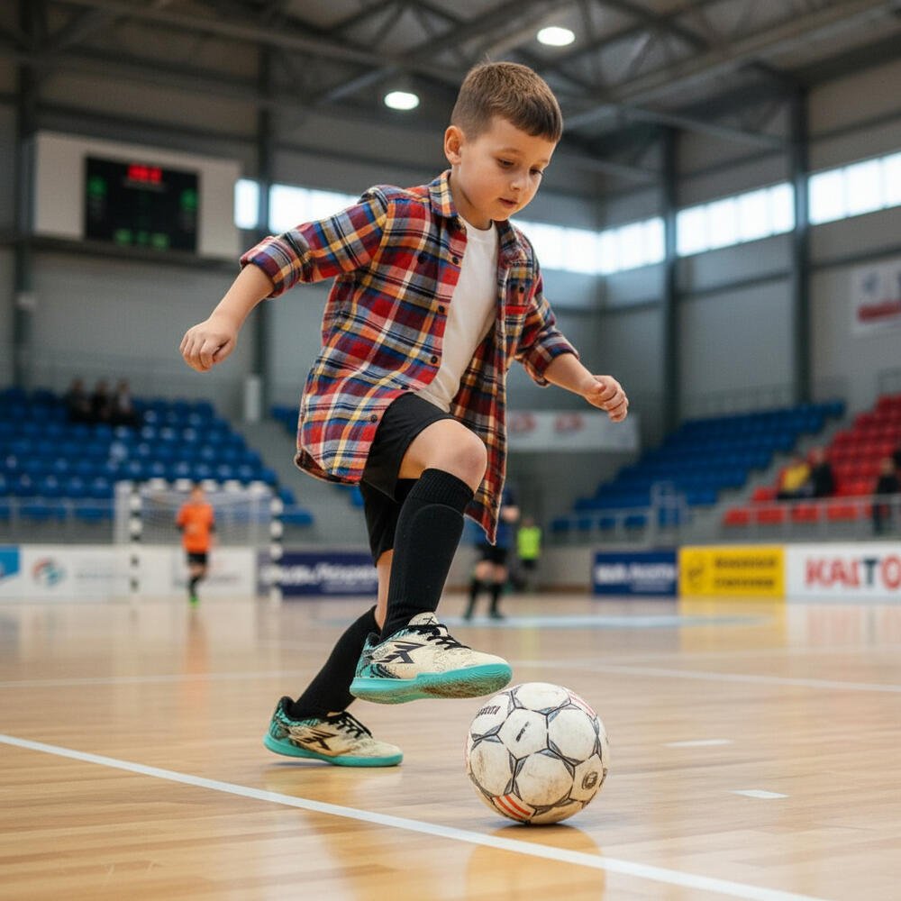 CHUTEIRA INFANTIL FUTSAL VELOX 6 OXN 421 Bege/Verde 2