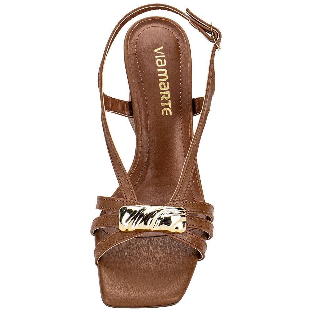 SANDÁLIA FEMININA SALTO GROSSO VIA MARTE 150017 Marrom 5