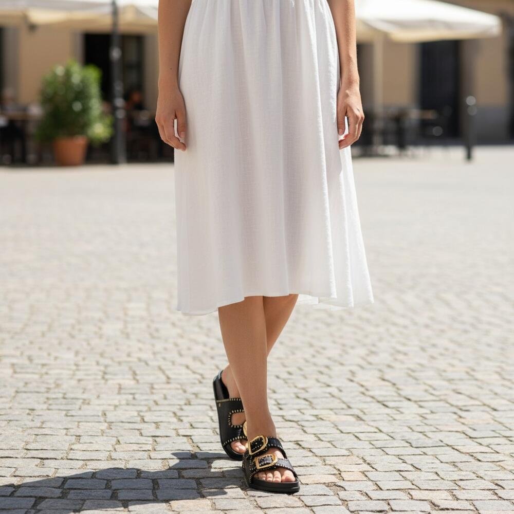 SANDÁLIA FEMININA CONFORTO FIRE ZAXY 19281 Preto/Dourado 2