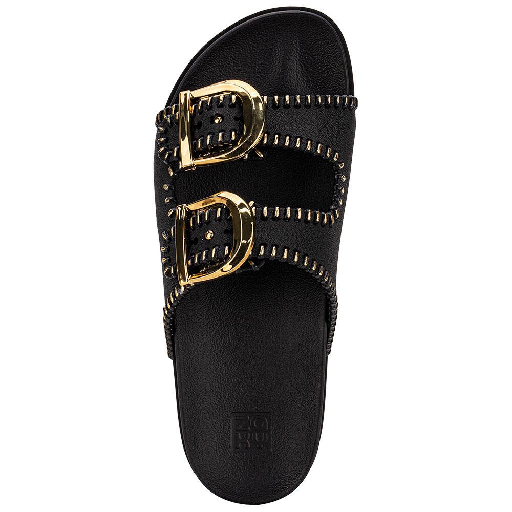 SANDÁLIA FEMININA CONFORTO FIRE ZAXY 19281 Preto/Dourado 5