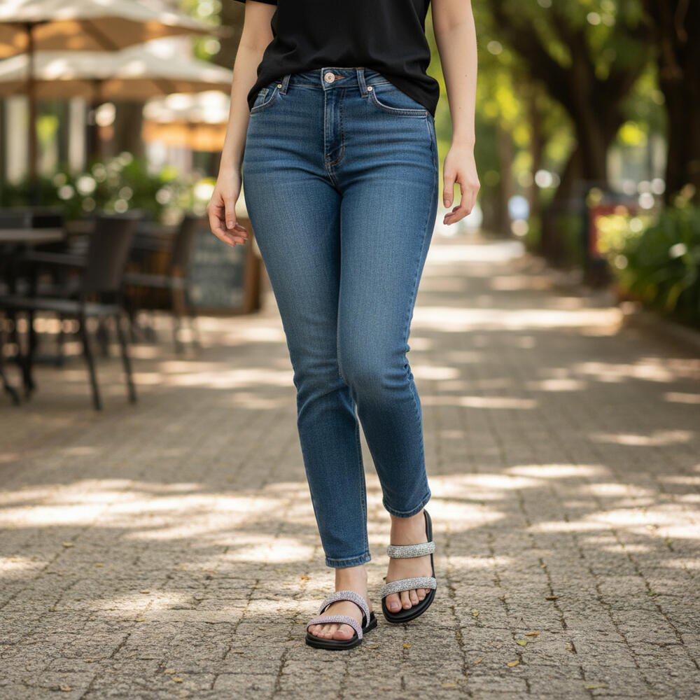 TAMANCO FEMININO FLAT BEIRA RIO 8488122 Preto/Prata 2