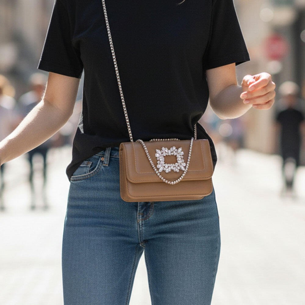 BOLSA FEMININA TRANSVERSAL H.E CY025 Bege 2