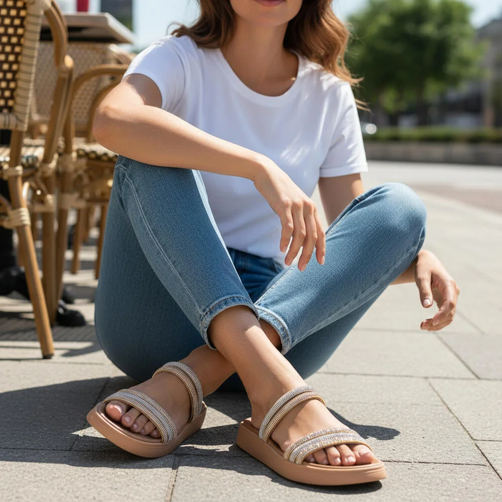 TAMANCO FEMININO FLAT MOLECA 5469135 Dourado/Prata 2