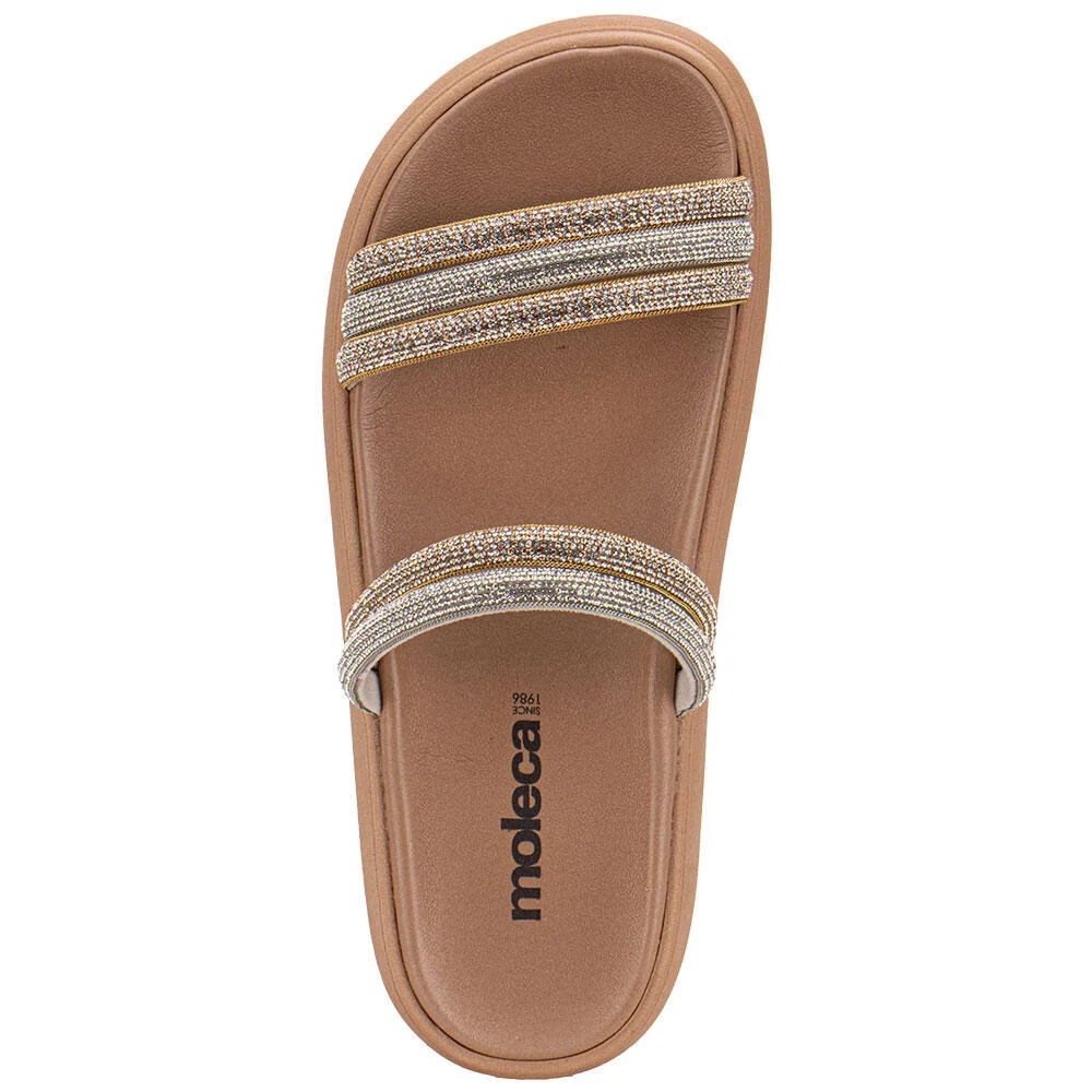 TAMANCO FEMININO FLAT MOLECA 5469135 Dourado/Prata 5