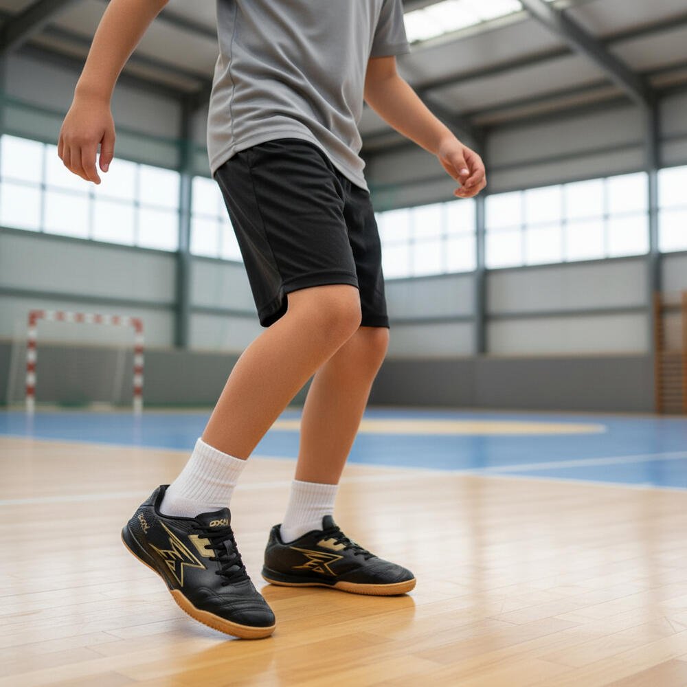 CHUTEIRA MASCULINA FUTSAL MUNDIALLI 4 OXN 390 Preto/Dourado 2