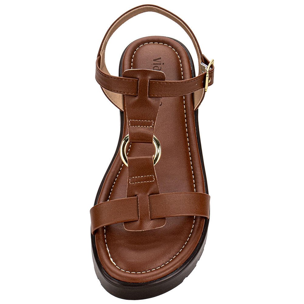 SANDÁLIA FEMININA SALTO GROSSO VIA SCARPA 177918865 Marrom 5